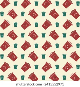 Basura Reciclar diseño vectorial de moda verde rojo diseño de patrones repetidos fondo de ilustración