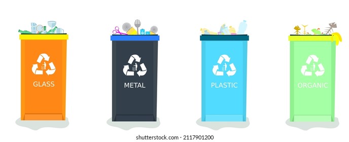 garbage recycle rubbish bin . Vector illustration in flat design