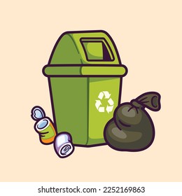 Garbage recycle trash bag icon illustration
