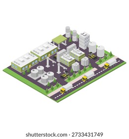 Garbage recycling center isometric vector illustration
