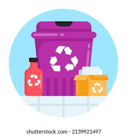 Reciclado de basura en un vector de diseño plano editable 

