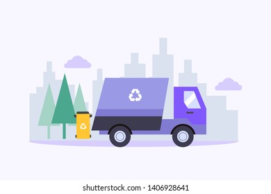 Garbage recycling. Green Organic Garbage Waste Recycle vector illustration concept for web landing page template, banner, flyer, brochure, and presentation