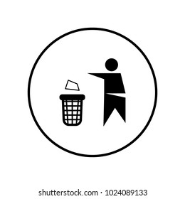 Garbage recycling icon in circle