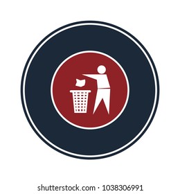 Garbage recycling icon in circle
