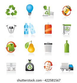 Garbage and Recycling Icons - vector icon set