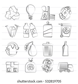 Garbage and Recycling Icons - vector icon set