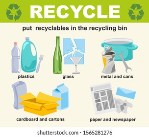 Garbage recycling infographics. Garbage to be recycled. Concept Vector Illustration, Suitable For Banner, Background, Card, Book Illustration, And Web Landing Page