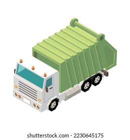 Garbage recycling isometric composition with isolated trash storing processing icon on blank background vector illustration