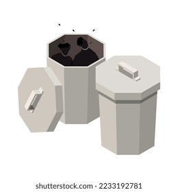 Garbage recycling isometric composition with isolated trash storing processing icon on blank background vector illustration