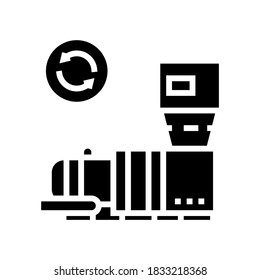 vector de icono de glifo de máquina de reciclaje de basura. signo de máquina de reciclaje de basura. símbolo de contorno aislado ilustración negra