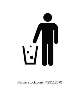Garbage Recycling , Man icon . Vector illustration