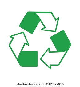 Icono verde del vector de reciclaje de basura en fondo blanco