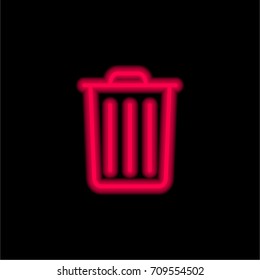 Garbage red glowing neon ui ux icon. Glowing sign logo vector