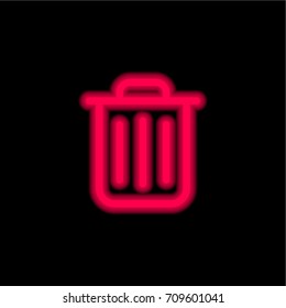 Garbage red glowing neon ui ux icon. Glowing sign logo vector