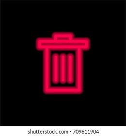 Garbage red glowing neon ui ux icon. Glowing sign logo vector