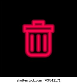 Garbage red glowing neon ui ux icon. Glowing sign logo vector