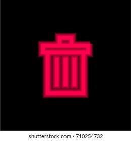 Garbage red glowing neon ui ux icon. Glowing sign logo vector