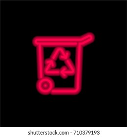 Garbage red glowing neon ui ux icon. Glowing sign logo vector