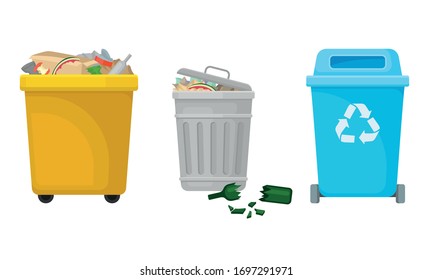 Garbage or Refuse in the Tanks and Sack Vector Set