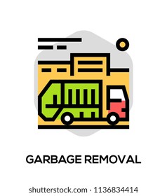 Garbage Removal Vector Flat Line Icon. Vector Concept For Web Graphics.