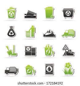 Garbage and rubbish icons - vector icon set