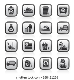 Garbage and rubbish icons - vector icon set