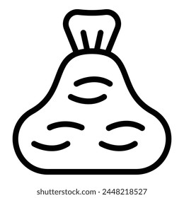 Garbage Sack Symbol Umriss Vektorgrafik. Maschinenbesen sauber. Dunkler Staub