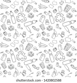 Garbage Seamless Pattern Outline Isolated On Stock Vector (Royalty Free ...