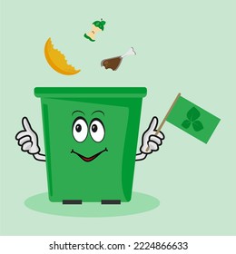 garbage separation, organic waste, fruit cores fall into the trash, trash can with eyes and hands, recyclables, garbage sorting, eco-friendly recycling, environmental protection, segregation, tank