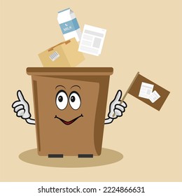separación de basura, desperdicio de papel, papeleo de basura en la basura, basurero con ojos y manos, reciclables, clasificación de basura, reciclaje ecológico de residuos, protección ambiental, segregación