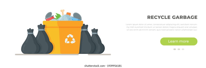 for garbage service collection, ordering concept. Waste box. Vector illustration