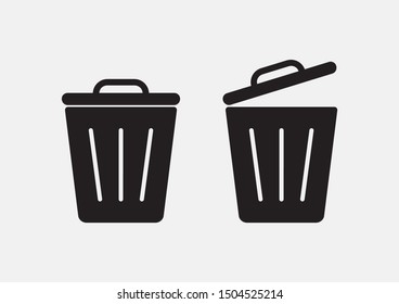 Garbage. Set of trash basket icon. Vector illustration