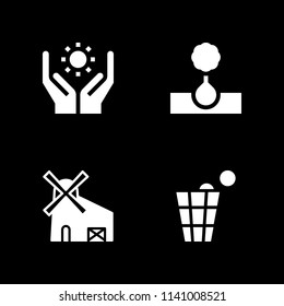 garbage, solar energy, tree and windmill icons set. Vector graphic design for web and application