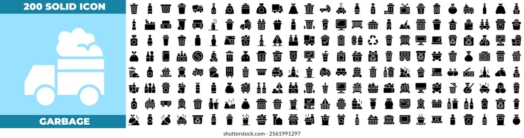 Garbage Solid Editable Icons set. Vector illustration in modern thin solid style of garbage icons: trash, bin, waste, etc