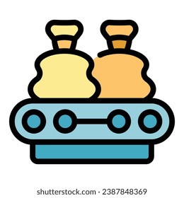 Garbage sortage line icon outline vector. Trash bag. Waste bin color flat