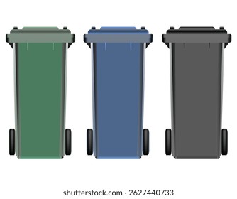 Garbage sorting bins. Recycling, garbage collection, separation and recycling. EPS 10.