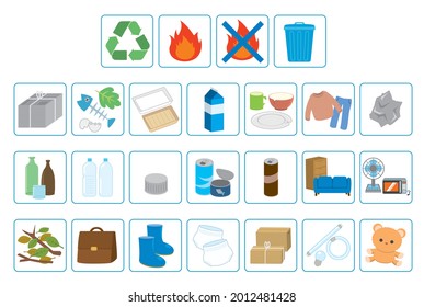 Garbage sorting list icon illustration