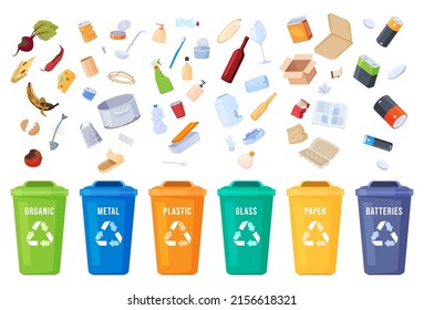 Garbage sorting. Preservation of the environment. Ecology of the planet. Vector illustration