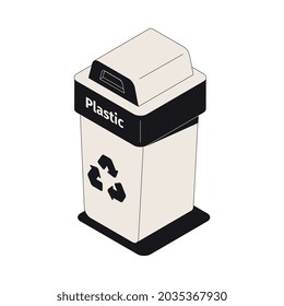 Garbage sorting recycling isometric icon with container for plastic waste 3d vector illustration