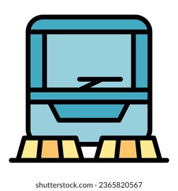 Garbage sweeper icon outline vector. Road truck. Machine vehicle color flat