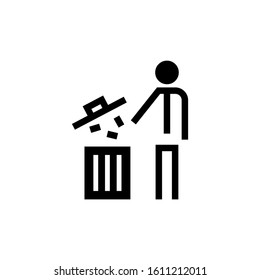 Garbage symbol in black flat design on white background