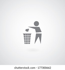 garbage symbol on gray background 