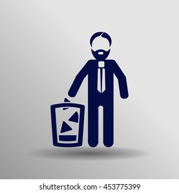Garbage symbol in trendy flat style isolated on grey background, for your web site design, app, logo, UI. Vector illustration, EPS10.
