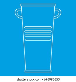 Garbage tank with handles icon blue outline style isolated vector illustration. Thin line sign