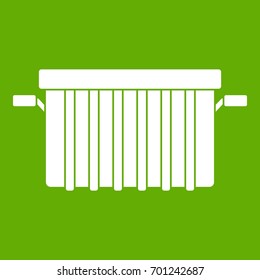 Garbage tank icon white isolated on green background. Vector illustration