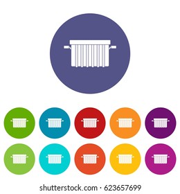 Garbage tank icons set in circle isolated flat vector illustration