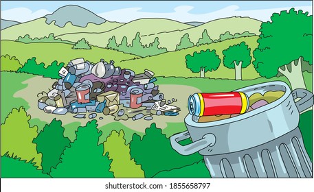The garbage that was dumped in the roadside park.