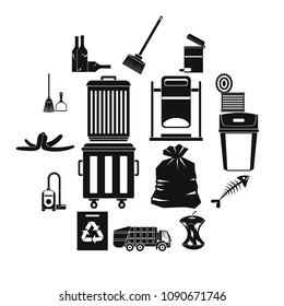 Garbage thing icons set. Simple illustration of 16 garbage thing vector icons for web