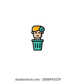 Garbage thrown away outline colored illustration and icon