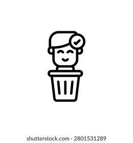 Garbage thrown away outline icon and illustration
